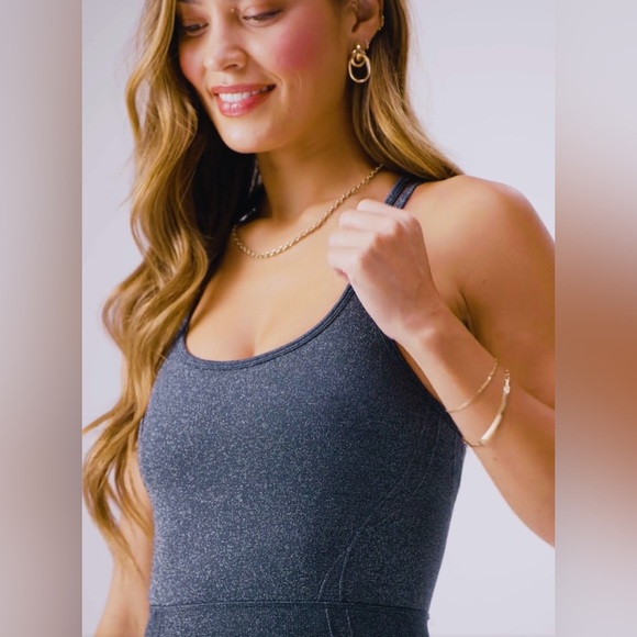 Fabletics & Yitty Deep Navy Sparkle Seamless Jumpsuit | New | Metallic Blue | S - Picture 6 of 11